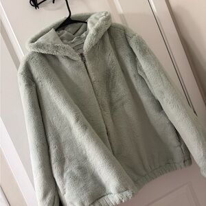 Nine West Light Green Faux Fur Jacket